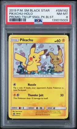 2019 POKEMON SM BLACK STAR PROMO TEAM UP SINGLE PACK BLISTERS PIKACHU-HOLO PSA 8 - Image 1