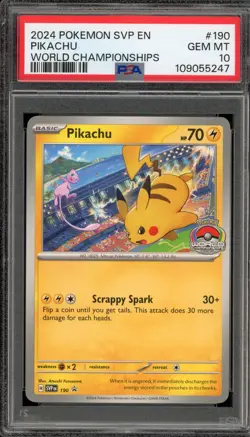 Pokemon Pikachu 2024 World Championships Promo SVP EN 190 PSA 10 Gem Mint - Image 1
