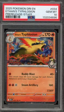 Pokemon Ethan's Typhlosion STAFF Destined Rivals Prerelease Holo #034 PSA 10 - Image 1