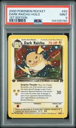 2000 POKEMON ROCKET 1ST EDITION #83 DARK RAICHU-HOLO PSA 9 - Image 1