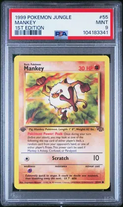 1999 POKEMON JUNGLE 1ST EDITION #55 MANKEY PSA 9 - Image 1