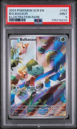 2024 POKEMON SCR EN-STELLAR CROWN ILLUSTRATION RARE #143 BULBASAUR PSA 9 - Image 1