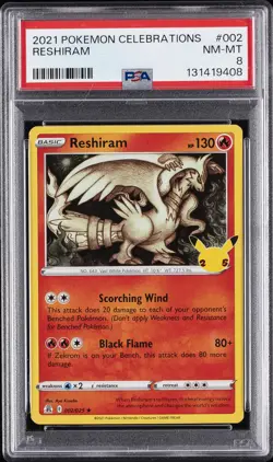 2021 POKEMON CELEBRATIONS #002 RESHIRAM PSA 8 - Image 1