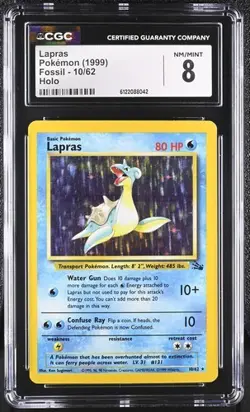 Lapras *CGC 8* Holo *Fossil* #10 *1999* Vintage * Pokemon - Image 1