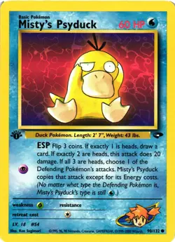 Pokemon TCG Misty's Psyduck Gym Challenge 1st Edition Common Card 90/132 LP - Image 1