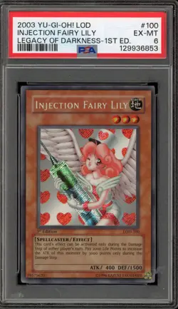 Yu-Gi-Oh! Injection Fairy Lily Legacy of Darkness 1st Ed Secret LOD-100 PSA 6 - Image 1
