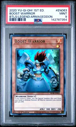 2020 YU-GI-OH! BATTLES OF LEGEND: ARMAGEDDON 1ST ED #EN063 BOOST WARRIOR PSA 9 - Image 1