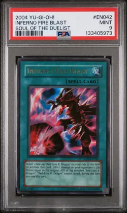 2004 YU-GI-OH! SOD-SOUL OF THE DUELIST #EN042 INFERNO FIRE BLAST PSA 9 - Image 1