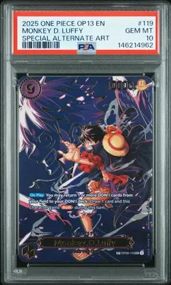 2025 ONE PIECE CARRYING ON HIS WILL SPECIAL ALT ART #119 MONKEY D. LUFFY PSA 10 - Image 1