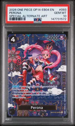 2026 ONE PIECE EB04-THE AZURE SEA'S SEVEN SPECIAL ART RARE #093 PERONA PSA 10 - Image 1