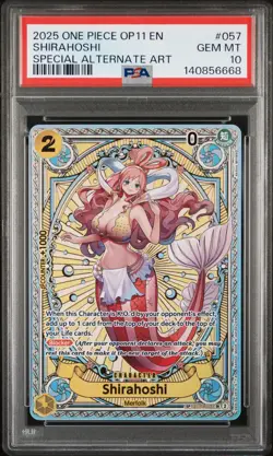 2025 ONE PIECE OP11-A FIST OF DIVINE SPEED ALTERNATE ART #057 SHIRAHOSHI PSA 10 - Image 1