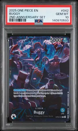 2025 ONE PIECE ENGLISH VERSION 2ND ANNIVERSARY SET #042 BUGGY PSA 10 - Image 1