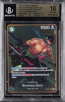 2025 ONE PIECE 2ND ANNIVERSARY SEC #OP06-118 RORONOA ZORO BGS 10 - Image 1