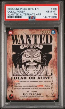 2025 ONE PIECE CARRYING ON HIS WILL WANTED ALT ART #118 GOL D. ROGER PSA 10 - Image 1