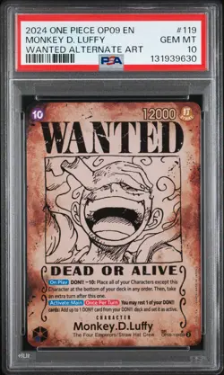 2024 ONE PIECE EMPERORS IN THE NEW WORLD WANTED ALT ART MONKEY D. LUFFY PSA 10 - Image 1
