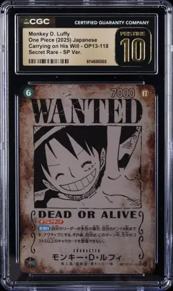 2025 ONE PIECE JAPANESE CARRYING ON HIS WILL SR MONKEY D. LUFFY CGC 10 PRISTINE - Image 1