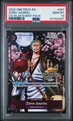 2025 ONE PIECE CHAMPIONSHIP 2025-26 EVENT PACK #067 ZORO-JUUROU PSA 10 - Image 1