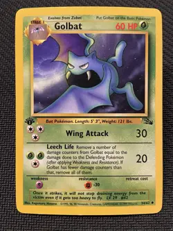 1st Edition Golbat 34/62 Fossil Set Rare Vintage 1999 Pokemon Card - LP - Image 1