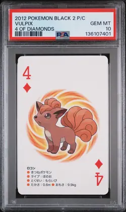 2012 POKEMON BLACK 2 PLAYING CARDS 4 OF DIAMONDS VULPIX PSA 10 - Image 1