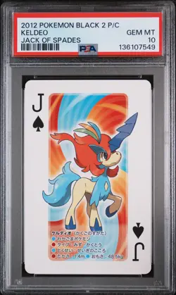 2012 POKEMON BLACK 2 PLAYING CARDS JACK OF SPADES KELDEO PSA 10 - Image 1