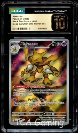 CGC 10 PRISTINE Alakazam 009 MEP Illustration Rare PROMO MEP009 Pokemon Card 268 - Image 1