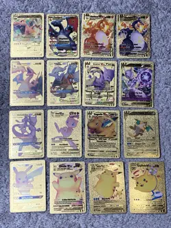 Set of 35 Charizard,Rare Ditto,Pikachu,Mewtwo,More Gold Foil Fan Art Card MP-NM - Image 1