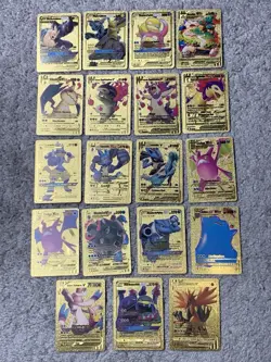 Set of 35 Charizard,Rare Ditto,Pikachu,Mewtwo,More Gold Foil Fan Art Card MP-NM - Image 2