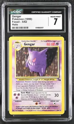 CGC 7 Gengar 1999 Fossil 5/62 Graded Pokemon Card - Image 1