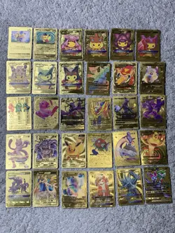 Set of 105 Charizard,Charmander,Pikachu,Mewtwo,More Gold Foil Fan Art Card MP-LP - Image 4