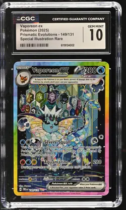 CGC 10 GEM MINT Vaporeon EX 149/131 SPECIAL ILLUSTRATION RARE Pokemon Card 002 - Image 1