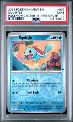 Pokemon Squirtle Center 151 Pre-Order Promo 007/165 PSA 9 Stamped English Card - Image 1