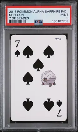 2015 POKEMON ALPHA SAPPHIRE PLAYING CARDS 7 OF SPADES SHELGON PSA 9 - Image 1