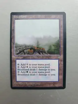 Brushland , MTG Ice Age (1995), Rare Land NM - Image 1