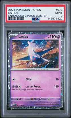 2024 POKEMON PAR EN-PARADOX RIFT ENHANCED 2 PACK BLISTER #073 LATIOS PSA 9 - Image 1