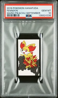 2016 POKEMON HANAFUDA MARIO PIKACHU SEPTEMBER FENNEKIN PSA 10 - Image 1