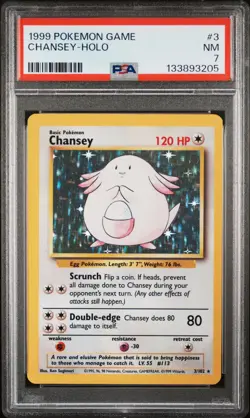 1999 POKEMON BASE SET UNLIMITED #3 CHANSEY-HOLO PSA 7 - Image 1