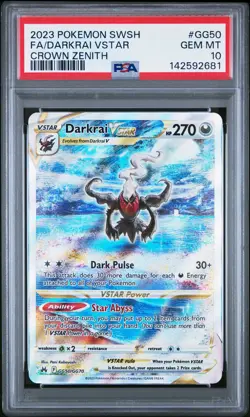 2023 POKEMON SWORD & SHIELD CROWN ZENITH #GG50 FULL ART/DARKRAI VSTAR PSA 10 - Image 1