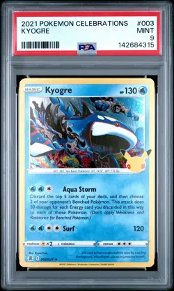 2021 POKEMON CELEBRATIONS #003 KYOGRE PSA 9 - Image 1