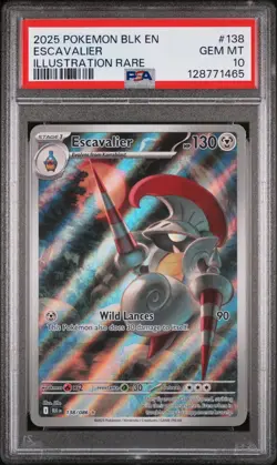 2025 POKEMON BLK EN-BLACK BOLT ILLUSTRATION RARE #138 ESCAVALIER PSA 10 - Image 1