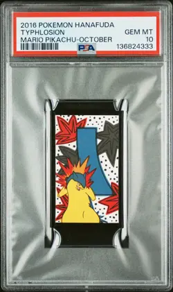 2016 POKEMON HANAFUDA MARIO PIKACHU OCTOBER TYPHLOSION PSA 10 - Image 1