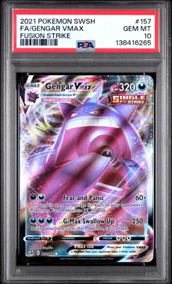 2021 POKEMON SWORD & SHIELD FUSION STRIKE #157 FULL ART/GENGAR VMAX PSA 10 - Image 1