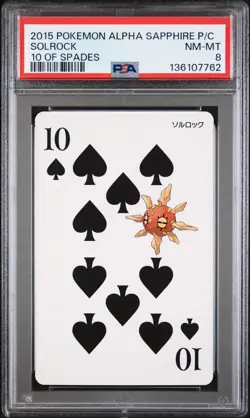 2015 POKEMON ALPHA SAPPHIRE PLAYING CARDS 10 OF SPADES SOLROCK PSA 8 - Image 1