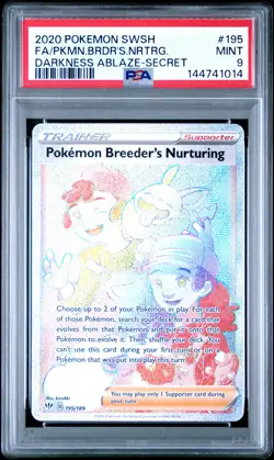 2020 POKEMON SWSH DARKNESS ABLAZE SECRET FA/POKEMON BREEDER'S NURTURING PSA 9 - Image 1