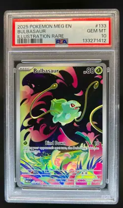 2025 Pokemon Mega Evolution Bulbasaur Illustration Rare #133/132 PSA 10 - Image 1