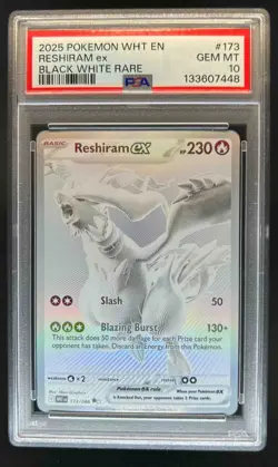 2025 Pokemon White Flare Reshiram ex Black and Rare #173/086 PSA 10 - Image 1