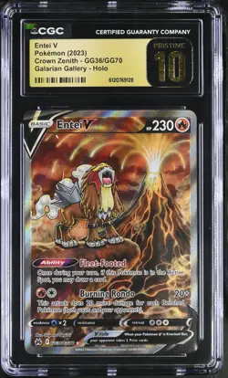 CGC Pristine 10 Entei V GG36/GG70 Holo Crown Zenith Pokemon Card - Image 1