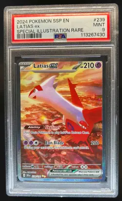 2024 Pokemon Surging Sparks Latias Ex Special Illustration Rare #239/191 PSA 9 - Image 1