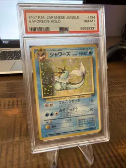 1997 Pokemon Japanese Jungle Vaporeon #134 Holo PSA 8 - Image 2