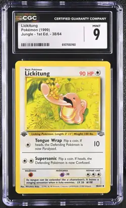 CGC MINT 9 Pokemon Lickitung 38/64 1999 Jungle 1st Edition - Image 1
