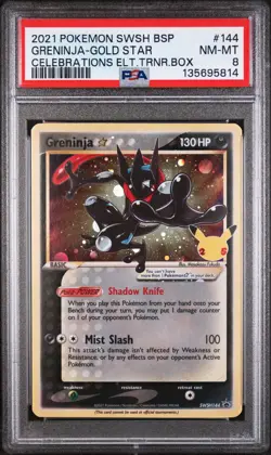 2021 POKEMON SWSH BLACK STAR PROMO #144 GRENINJA-GOLD STAR PSA 8 - Image 1